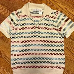 Vintage Checkered quarter zip Collared short sleeve sweater Alfred Dunner PL